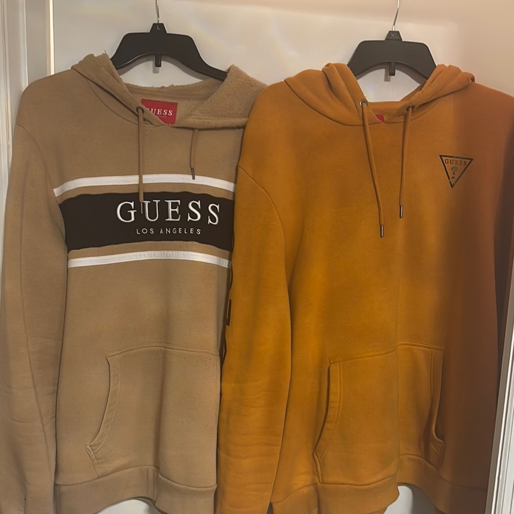 2/$35 Bundle of GUESS Men's Beige and Mustard Hoodies